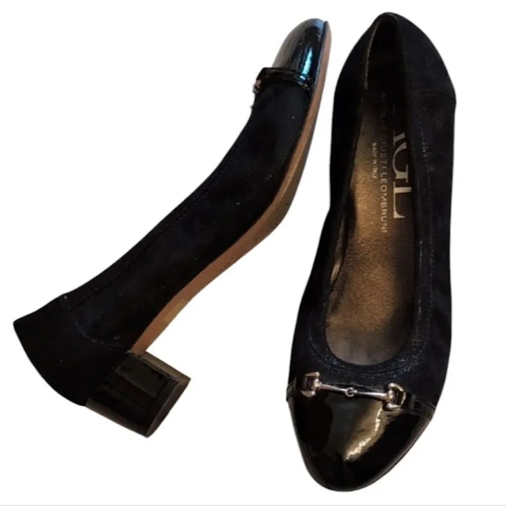 AGL Attilio Giusti Leombruni Horsebit Heels Genuine Leather Black Patent Toe 9